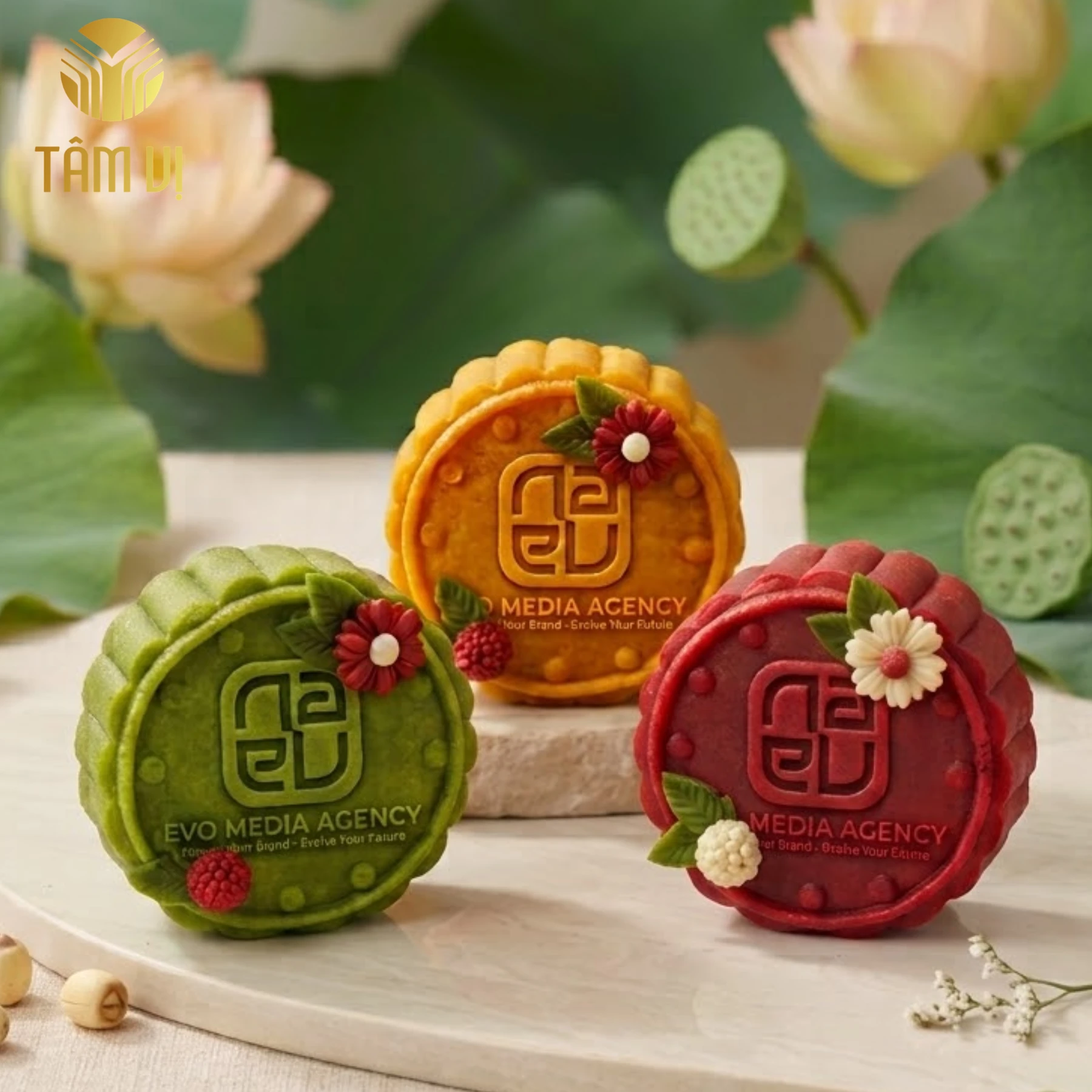 Bánh Trung Thu In Logo EVO Media Agency